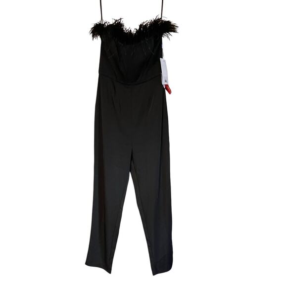 Mac Duggal NEW Size 12 68146 Black Feather Neck Sleeveless Strapless Jumpsuit - Picture 6 of 8